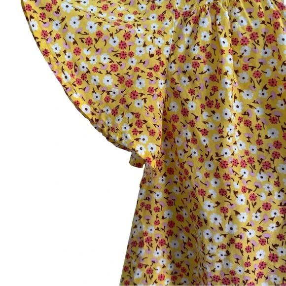 Draper James Yellow Floral Top Tee Blouse Short Sleeve Butterfly Sleeve S - Picture 4 of 9